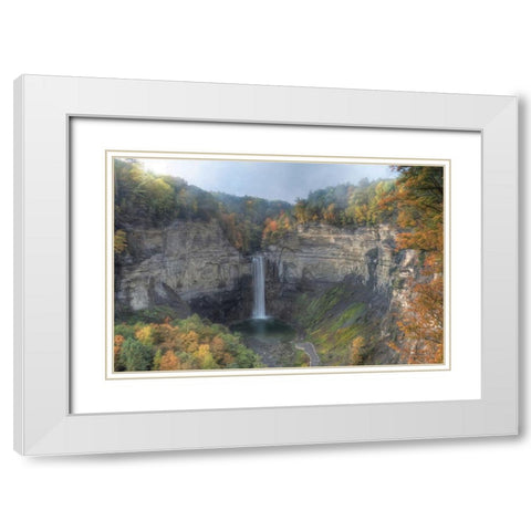 Autumn at Taughannock Falls    White Modern Wood Framed Art Print with Double Matting by Deiter, Lori