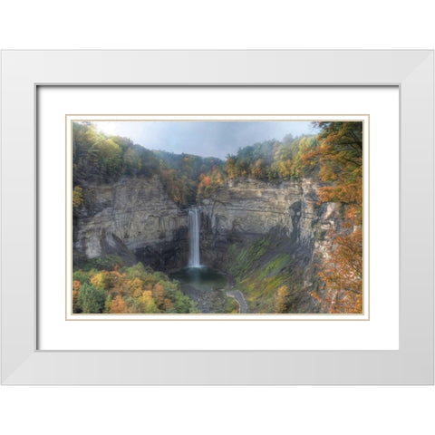 Autumn at Taughannock Falls    White Modern Wood Framed Art Print with Double Matting by Deiter, Lori