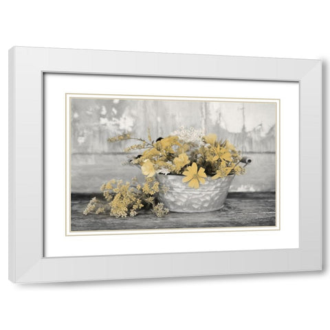 Gold Wildflowers I      White Modern Wood Framed Art Print with Double Matting by Deiter, Lori