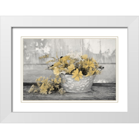 Gold Wildflowers I      White Modern Wood Framed Art Print with Double Matting by Deiter, Lori
