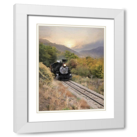 Durango Train at Sunset White Modern Wood Framed Art Print with Double Matting by Deiter, Lori