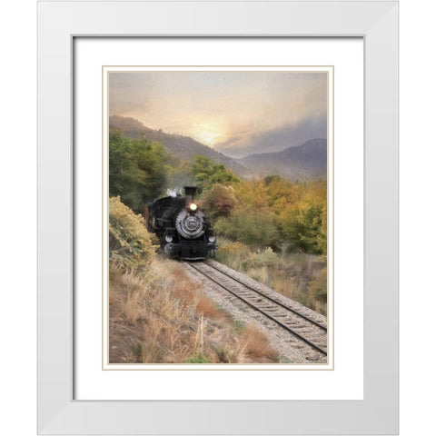 Durango Train at Sunset White Modern Wood Framed Art Print with Double Matting by Deiter, Lori