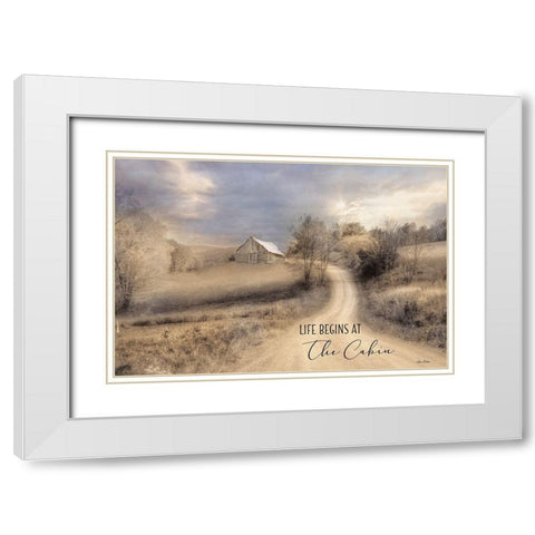 Life Begins at the Cabin White Modern Wood Framed Art Print with Double Matting by Deiter, Lori