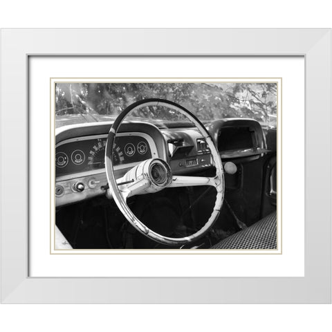 Chevy Steering Wheel White Modern Wood Framed Art Print with Double Matting by Deiter, Lori
