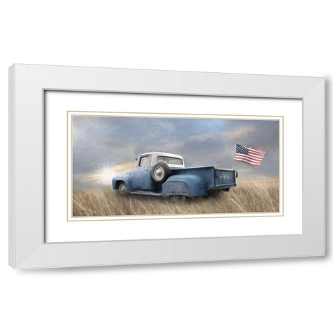 One Flag One Land   White Modern Wood Framed Art Print with Double Matting by Deiter, Lori