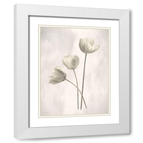 Bleached Tulips I White Modern Wood Framed Art Print with Double Matting by Deiter, Lori