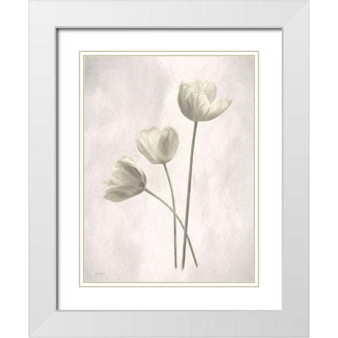 Bleached Tulips I White Modern Wood Framed Art Print with Double Matting by Deiter, Lori