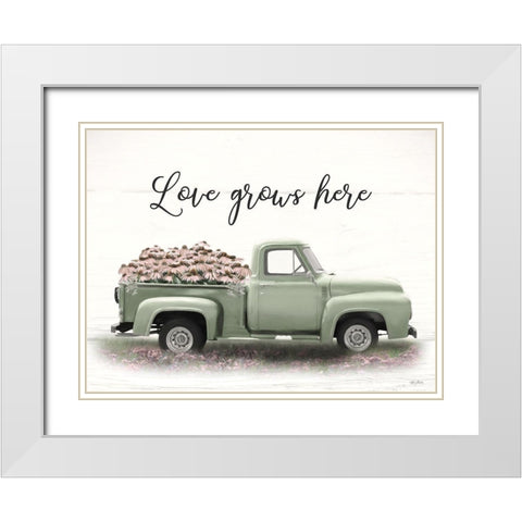Sage Blush Truck White Modern Wood Framed Art Print with Double Matting by Deiter, Lori