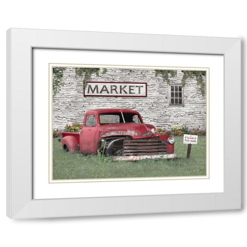 Truck at Market White Modern Wood Framed Art Print with Double Matting by Deiter, Lori