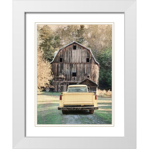 Yellow Chevy White Modern Wood Framed Art Print with Double Matting by Deiter, Lori