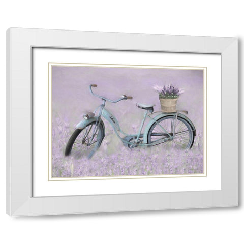Bicycle in Lavender White Modern Wood Framed Art Print with Double Matting by Deiter, Lori