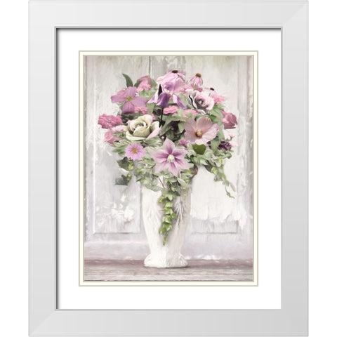 Let Love Bloom    White Modern Wood Framed Art Print with Double Matting by Deiter, Lori