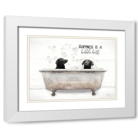 Happiness is a Bubble Bath White Modern Wood Framed Art Print with Double Matting by Deiter, Lori