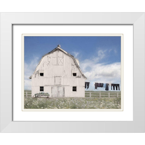 Amish Laundry White Modern Wood Framed Art Print with Double Matting by Deiter, Lori