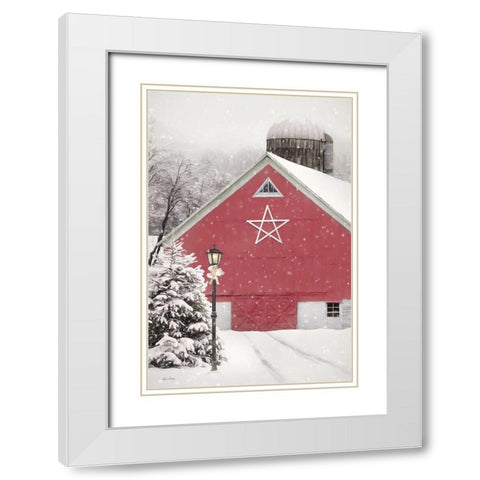 Red Star Barn White Modern Wood Framed Art Print with Double Matting by Deiter, Lori