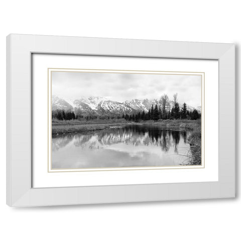 Tetons at Schwabachers Landing   White Modern Wood Framed Art Print with Double Matting by Deiter, Lori