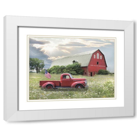 God Bless America    White Modern Wood Framed Art Print with Double Matting by Deiter, Lori