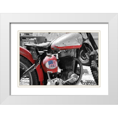 Route 66 Motorcycle White Modern Wood Framed Art Print with Double Matting by Deiter, Lori