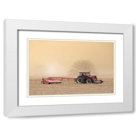 Foggy Morning in the Field White Modern Wood Framed Art Print with Double Matting by Deiter, Lori