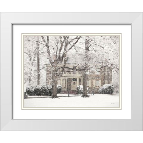 Winter Home at Christmas White Modern Wood Framed Art Print with Double Matting by Deiter, Lori