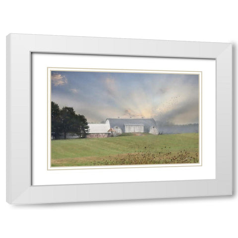 Country Morning White Modern Wood Framed Art Print with Double Matting by Deiter, Lori