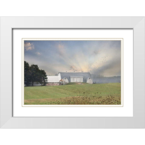 Country Morning White Modern Wood Framed Art Print with Double Matting by Deiter, Lori