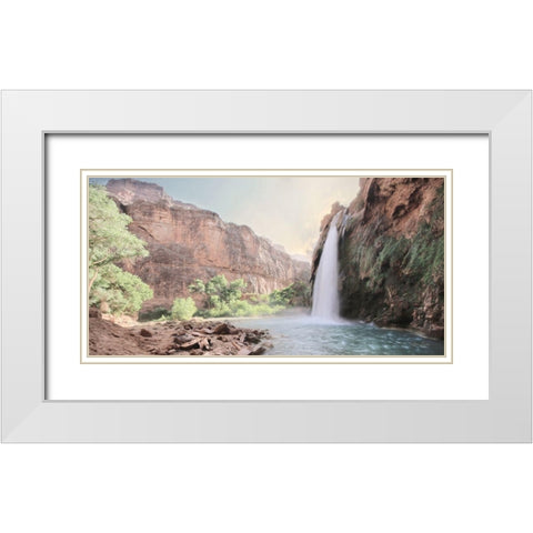 Havasu Falls White Modern Wood Framed Art Print with Double Matting by Deiter, Lori
