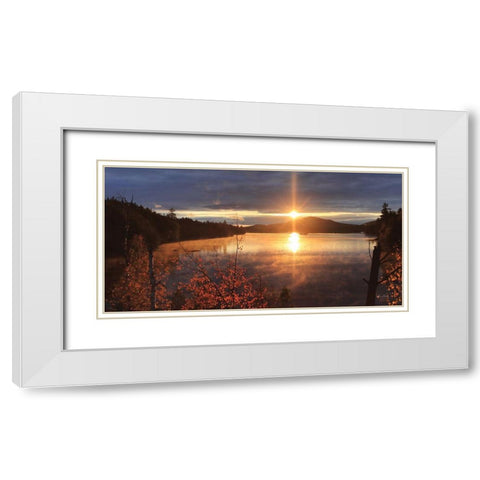 Saranac Lake Sunset White Modern Wood Framed Art Print with Double Matting by Deiter, Lori