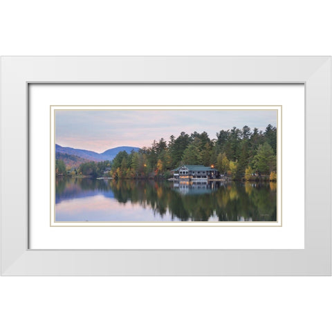 Mirror Lake Sunset Reflections White Modern Wood Framed Art Print with Double Matting by Deiter, Lori