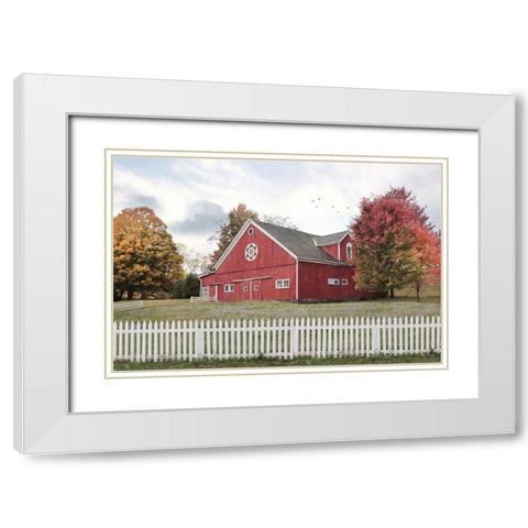 Fall Barn White Modern Wood Framed Art Print with Double Matting by Deiter, Lori