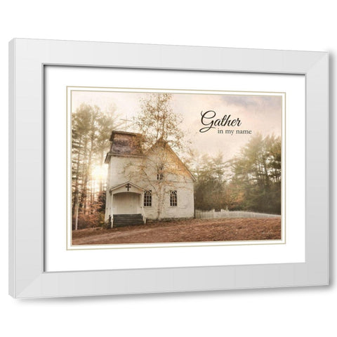 Gather in My Name White Modern Wood Framed Art Print with Double Matting by Deiter, Lori