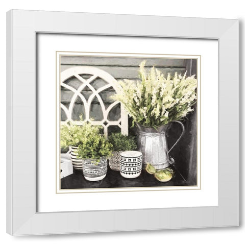 Black and Green Still Life White Modern Wood Framed Art Print with Double Matting by Deiter, Lori