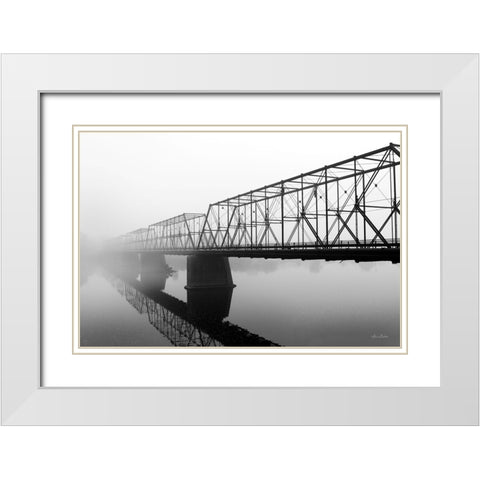 Foggy Morning Bridge White Modern Wood Framed Art Print with Double Matting by Deiter, Lori