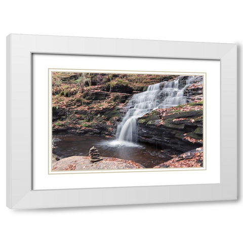 Peaceful Day at Mohican Falls White Modern Wood Framed Art Print with Double Matting by Deiter, Lori