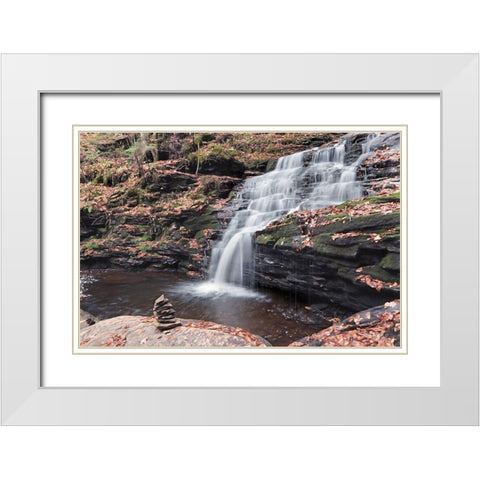 Peaceful Day at Mohican Falls White Modern Wood Framed Art Print with Double Matting by Deiter, Lori