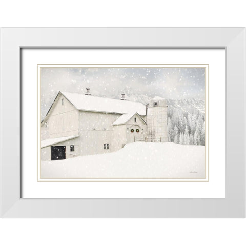Snowy Mountain Farm White Modern Wood Framed Art Print with Double Matting by Deiter, Lori