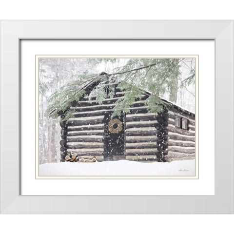 Rustic Cabin Christmas White Modern Wood Framed Art Print with Double Matting by Deiter, Lori
