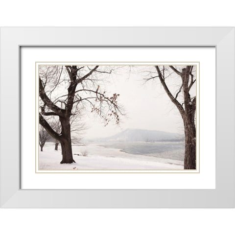 Snowy Susquehanna   White Modern Wood Framed Art Print with Double Matting by Deiter, Lori