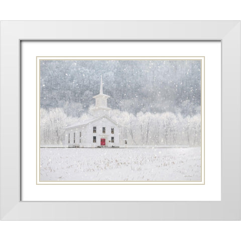 Bradford County Church White Modern Wood Framed Art Print with Double Matting by Deiter, Lori