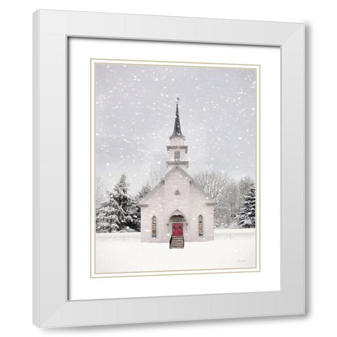 Vermont Church White Modern Wood Framed Art Print with Double Matting by Deiter, Lori