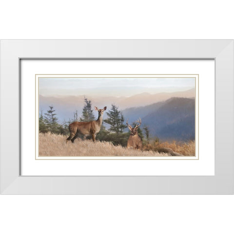 Cascade Mountain Deer White Modern Wood Framed Art Print with Double Matting by Deiter, Lori
