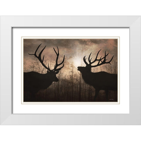 Elk Sunrise III White Modern Wood Framed Art Print with Double Matting by Deiter, Lori