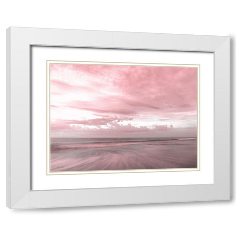 Pink Beach Emotions White Modern Wood Framed Art Print with Double Matting by Deiter, Lori