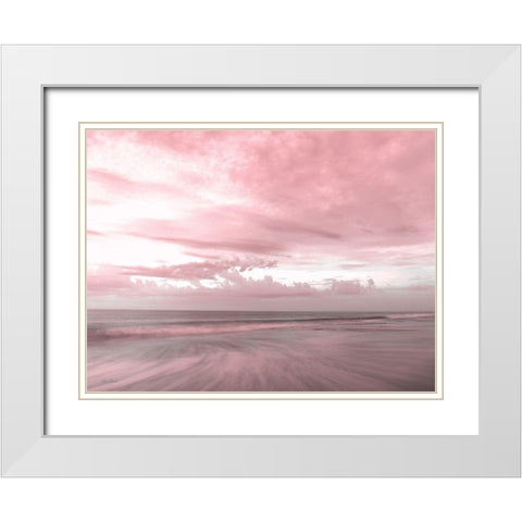 Pink Beach Emotions White Modern Wood Framed Art Print with Double Matting by Deiter, Lori