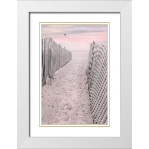 Pink Beach Sunrise White Modern Wood Framed Art Print with Double Matting by Deiter, Lori