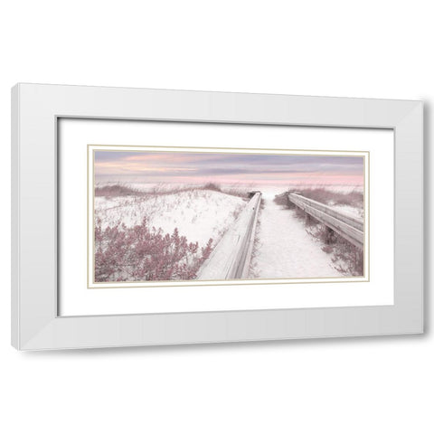 Pink Seaside White Modern Wood Framed Art Print with Double Matting by Deiter, Lori
