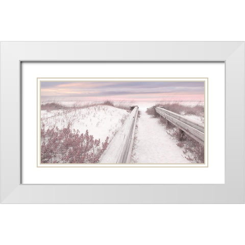 Pink Seaside White Modern Wood Framed Art Print with Double Matting by Deiter, Lori