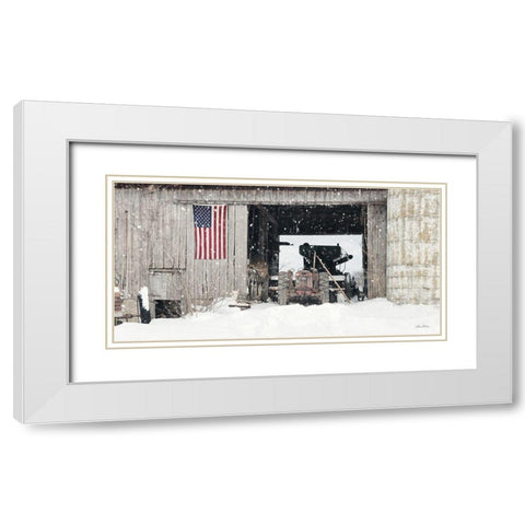 Winter at Patriotic Barn White Modern Wood Framed Art Print with Double Matting by Deiter, Lori