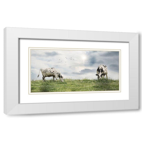 Grazing Dairy Cattle White Modern Wood Framed Art Print with Double Matting by Deiter, Lori
