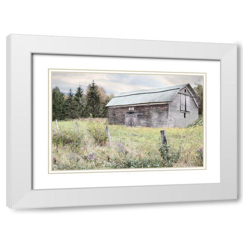 Rustic Country Barn White Modern Wood Framed Art Print with Double Matting by Deiter, Lori